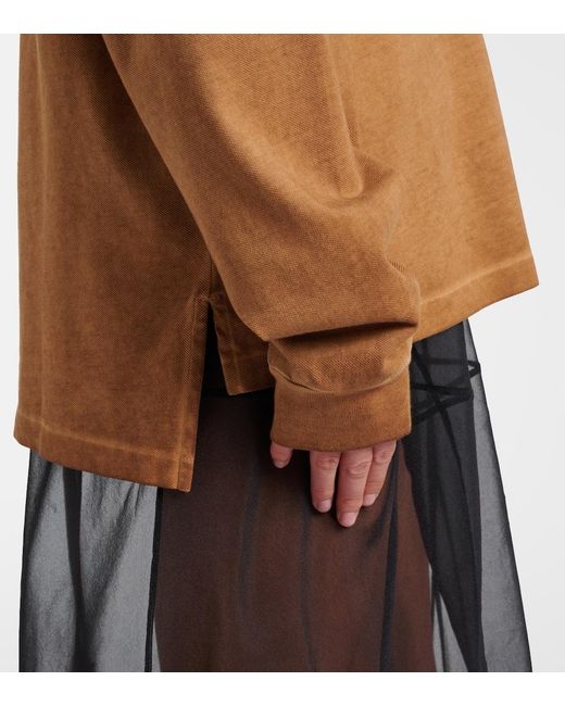 Prada Brown Oversized Cotton Pique Polo Shirt