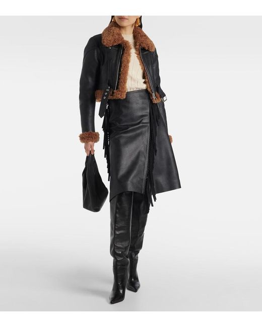 Stella McCartney Black Alter Mat Faux Leather Midi Skirt