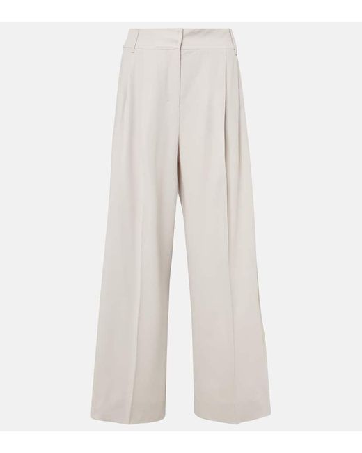 Max Mara White Nichols Wool Wide-Leg Pants