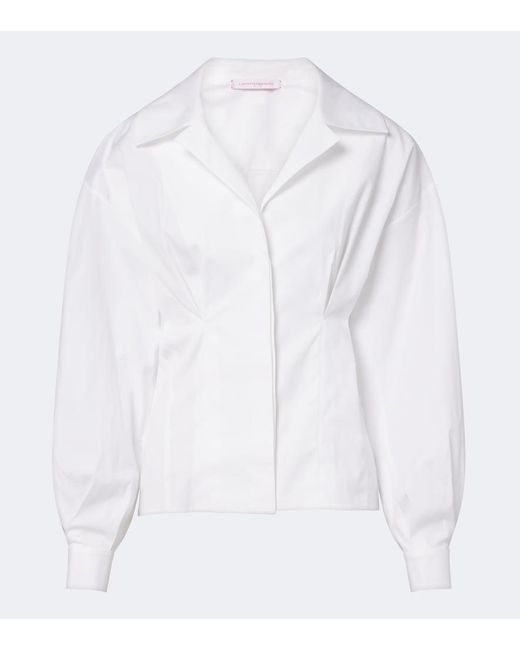 Carolina Herrera White Cotton-Blend Poplin Shirt