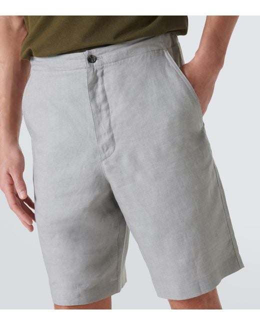 Loro Piana Gray Nolan Linen Bermuda Shorts for men