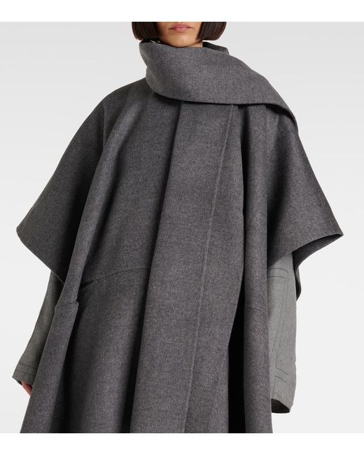 Totême Gray Double Scarf Wool Coat