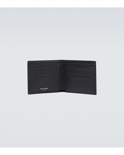 Saint Laurent Brieftassche Aus Leder Mit Krokoprägung in Black für Herren