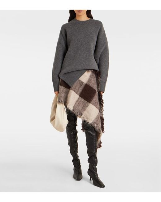 Proenza Schouler Brown Kai Checked Alpaca And Wool-Blend Miniskirt
