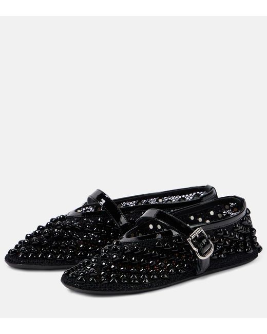 ALAIA 25S MARY JANE SHEARLING FLATS IN BLACK SUEDE