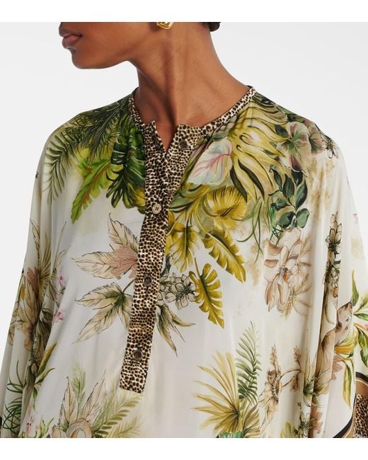Elie Saab Metallic Savannah Printed Chiffon Kaftan