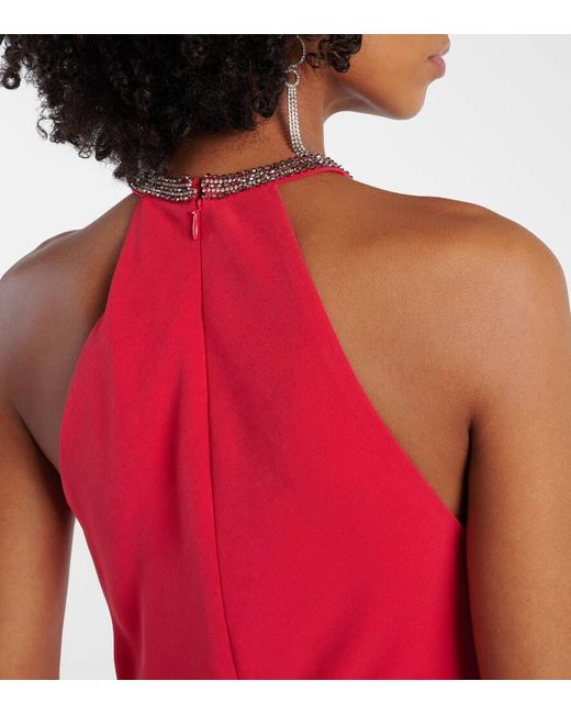 Max Mara Red Verzierte Robe Fernet Aus Cady
