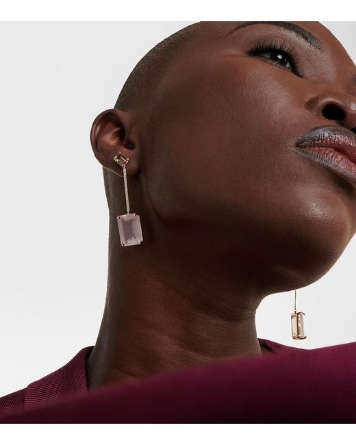 Mateo Pink 14Kt Earrings With Morganite, Quartz And Diamonds