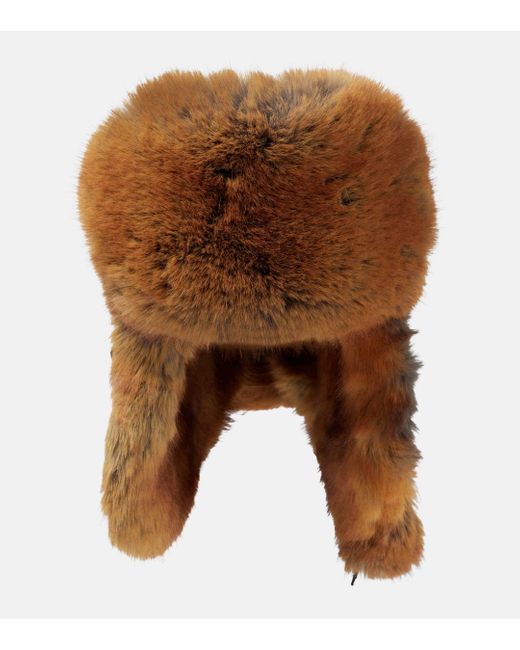 Burberry Brown Oversized Faux Fur-trimmed Hat