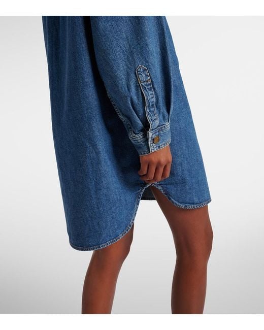 FRAME Blue Double Pocket Denim Shirt Dress