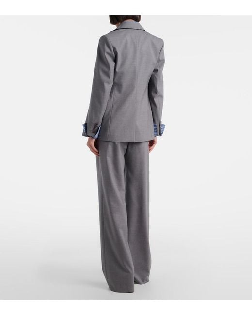 Max Mara Gray Salpa Virgin Wool Wide-Leg Pants