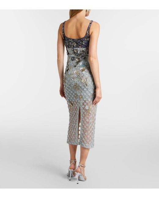 La Fuori Gray Nyx Bloom Aurora Embellished Cocktail Dress