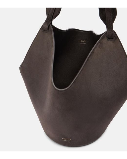 Khaite Black Lotus Mini Suede Tote Bag