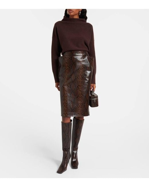 Stella McCartney Black Eve Snake-Effect Knee-High Boots