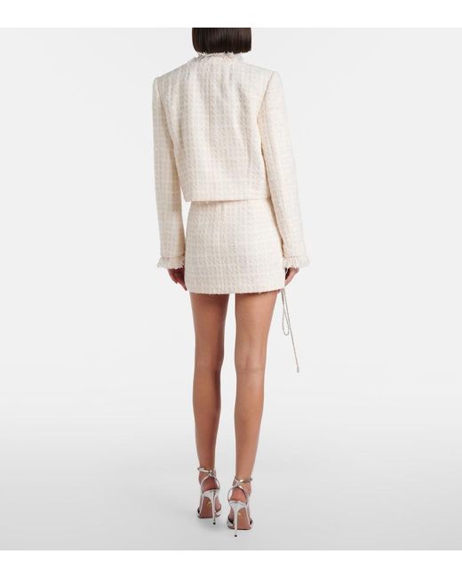 Area White Embellished Tweed Miniskirt