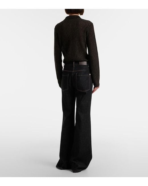 Brunello Cucinelli Black Monili Flared Jeans
