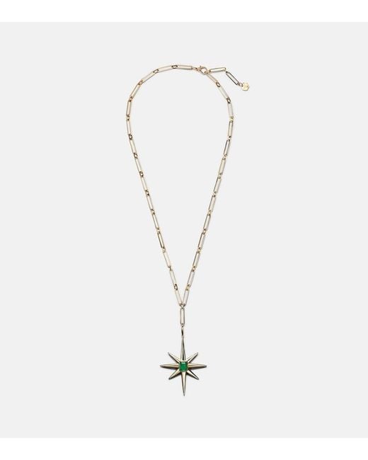 SHAY White Starburst 18Kt Necklace With Emerald And Diamonds