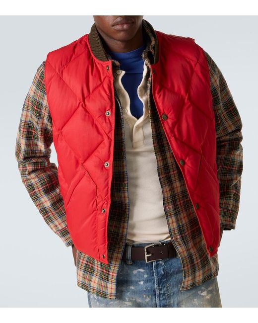 RRL Red Quilted Twill Vest for men