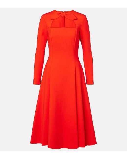 Oscar de la Renta Red Cutout Wool-Blend Cocktail Dress