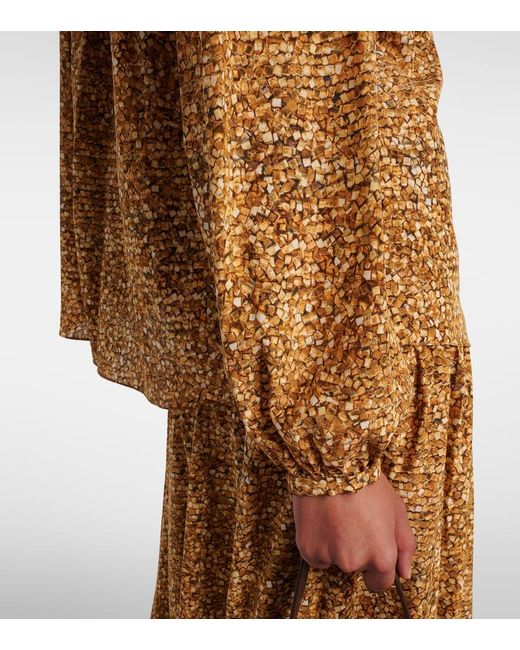 Isabel Marant Brown Sally Printed Silk-Blend Blouse