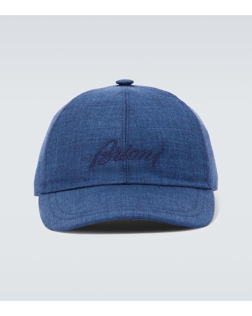 Cappello da baseball in seta, cashmere e lino di Brioni in Blue da Uomo