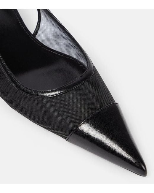 Saint Laurent Black Leather Cassandre Wedges Sandal