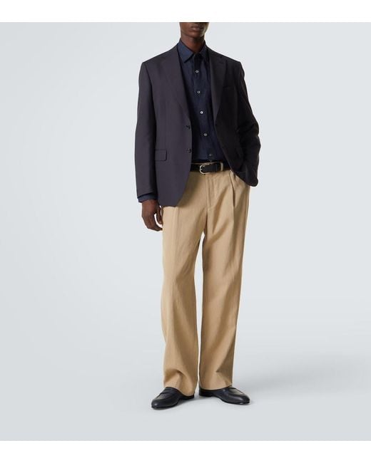 Brioni Blue Linen Shirt for men