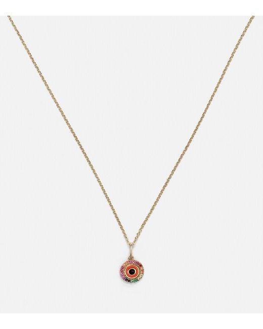 Sydney Evan White Evil Eye 14kt Gold And Diamond Necklace