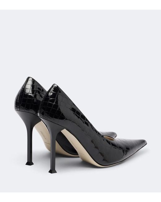 Christen Black Helix Snake-Effect Leather Pumps