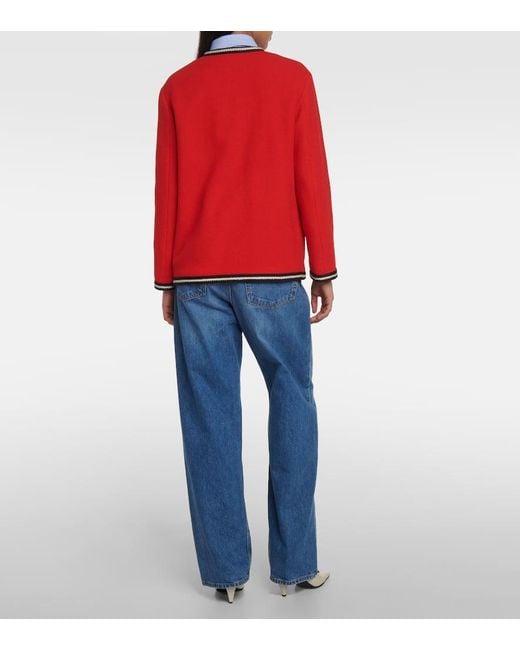 Gucci Red Tweed Jacket With Round Interlocking G