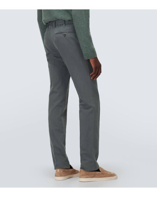 Incotex Gray Cotton And Linen Straight Pants for men