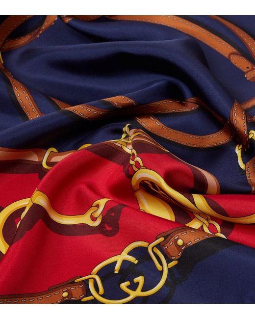 Gucci Red Printed Reversible Silk Twill Scarf