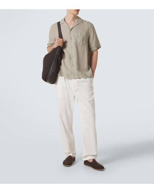 Frescobol Carioca Natural Angelo Linen Bowling Shirt for men