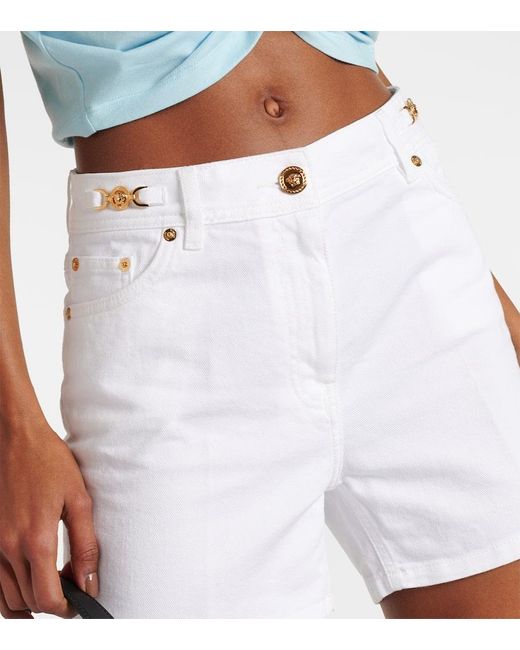 Versace White Jeansshorts Barocco