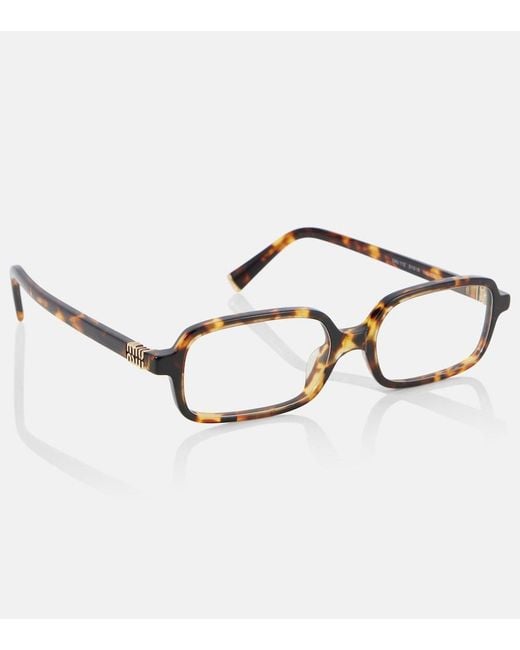 Miu Miu Brown Rectangular Glasses