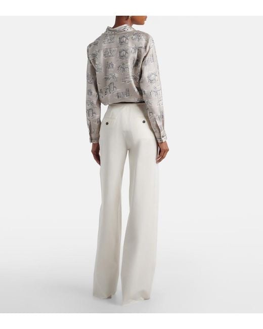 Max Mara White Dentice Cotton-Blend Wide-Leg Pants
