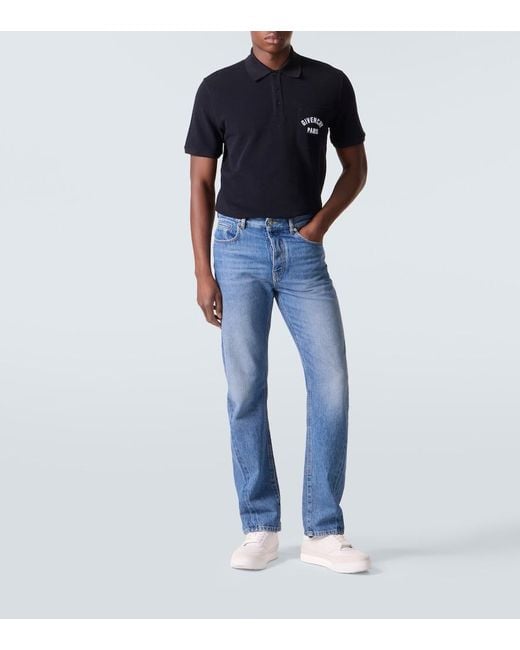 Givenchy Black Paris Cotton Pique Polo Shirt for men