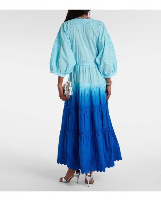 Juliet Dunn Blue Ombre Cotton Poplin Maxi Dress