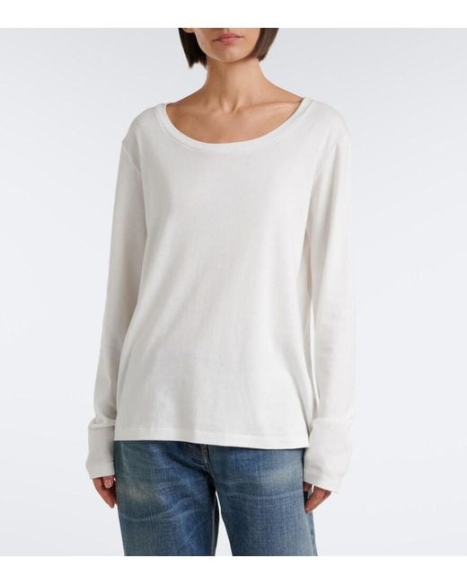 The Row White Kalto Cotton Jersey Top