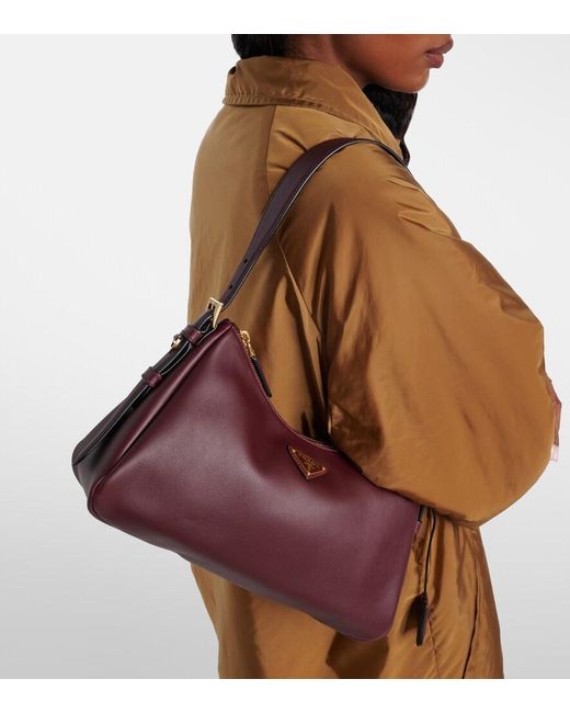 Prada Purple Grape Leather Medium Aimee Shoulder Bag