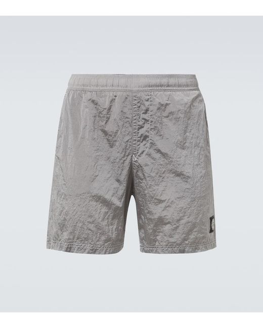 Stone Island Gray Compass Swim Trunks for men