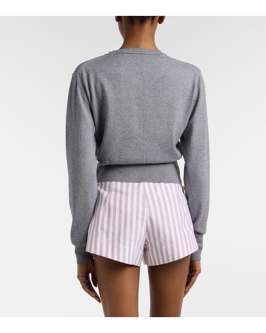 Vivienne Westwood Gray Bea Cropped Cotton And Cashmere Cardigan