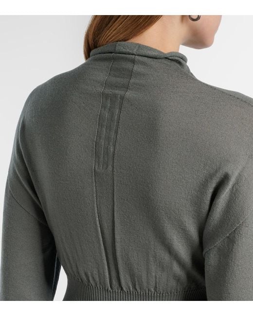 Rick Owens Gray Con Virgin Wool Maxi Dress