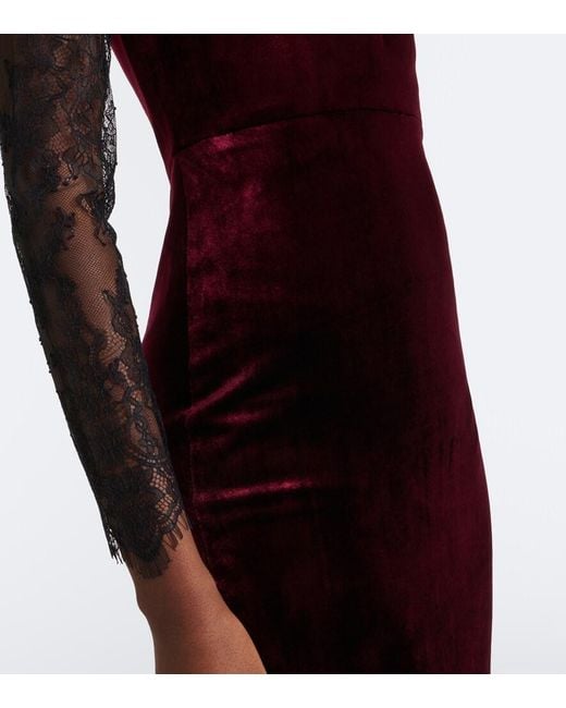 Roland Mouret Purple Lace-Trimmed Velvet Gown