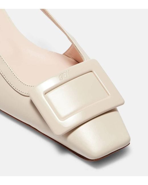 Roger Vivier Natural Belle Vivier 25 Leather Ballet Flats