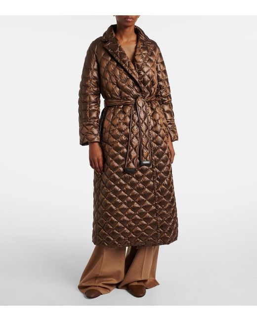 Max Mara Brown Cube Spaces Belted Down Coat