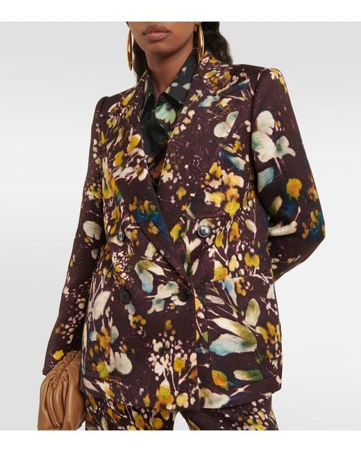Dries Van Noten Black Floral Double-Breasted Blazer