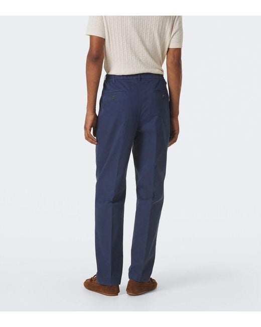 Dunhill Blue Cotton Twill Straight Chinos for men