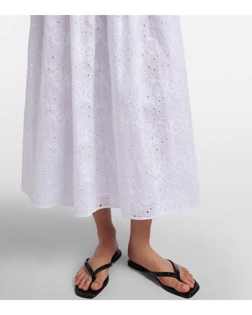 Tory Burch White Broderie Anglaise Cotton Midi Dress