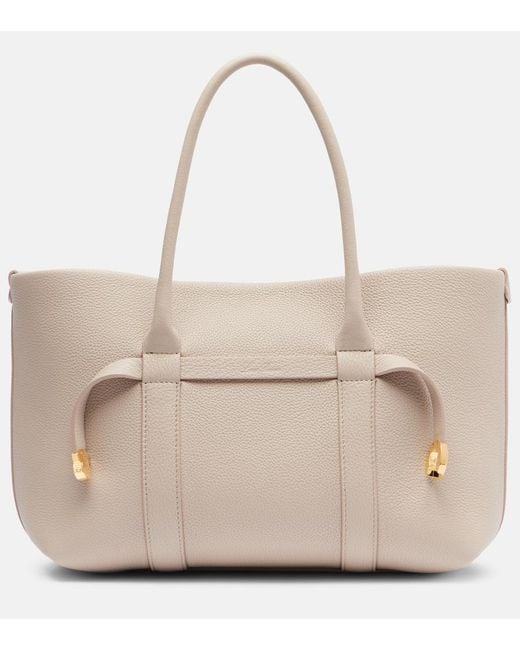 Loro Piana Natural Ghiera Small Leather Tote Bag